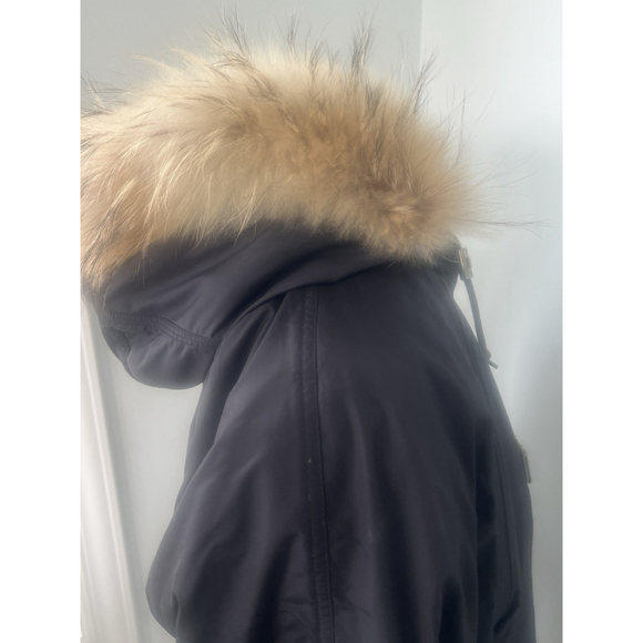 Vintage Metropolis Legacy Sz 14 Winter Parka Coat Black Tan Faux Fur Hood Lined - Picture 12 of 16